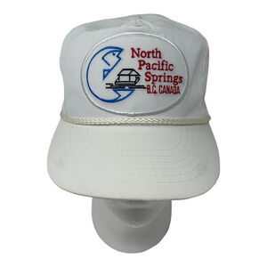 Vintage North Pacific Springs b.c. Canada No Problem Rope Cap Hat Snapback White